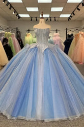 Beautiful Blue Quinceanera Dress Sequin Ball Gown Lace Up Sweet 16 Dress